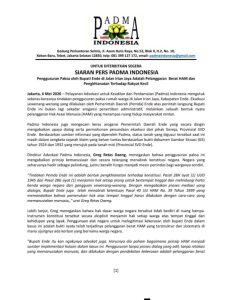 Press release yang dikeluarkan oleh PADMA Indonesia