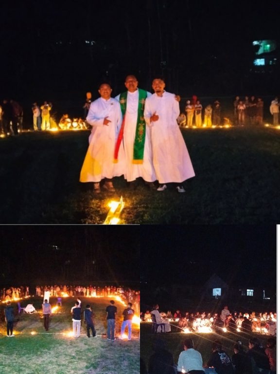 Pastor Paroki Hati Kudus Yesus Ritawolo, RD. Mikhael Samuel Beraona (tengah), bersama Diakon Rikard Diku, SVD dan Fr. Erik Witin. 